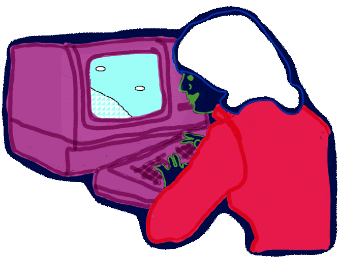 a neon computer user enjoys animated mario 3